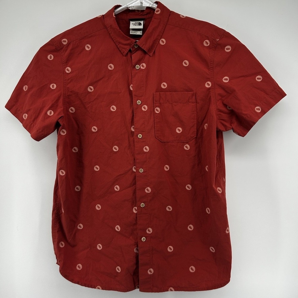 The North Face Short Sleeve Button Down Shirt Red Men's Size XL